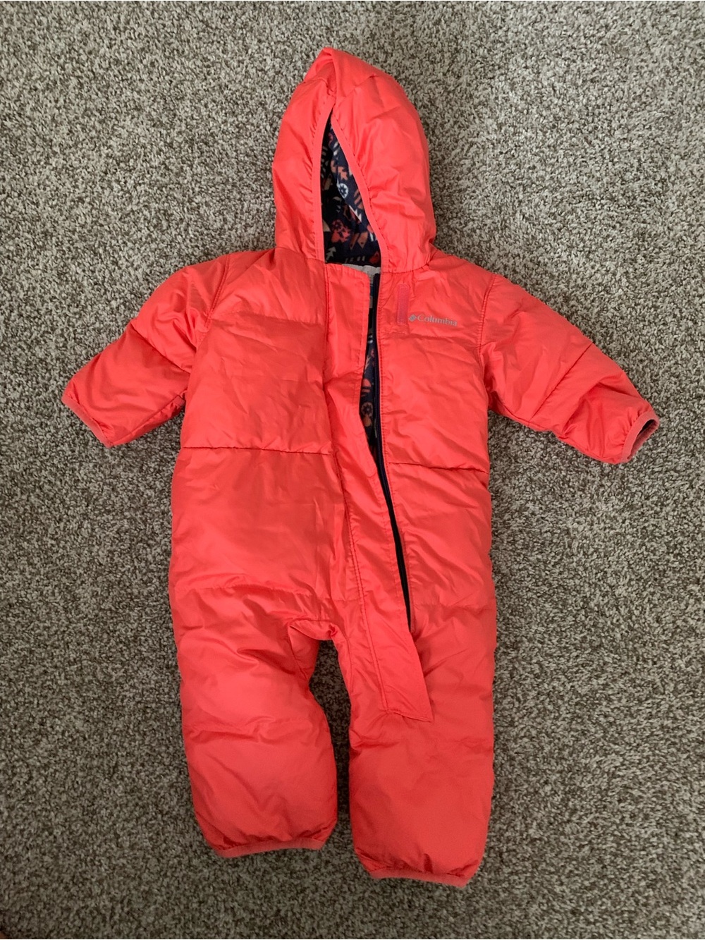 Columbia Kids 6-12 m Coral Puffer One-Piece Snowsuit with Hood